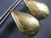LARGE 14KT YELLOW GOLD TEAR DROP FLORAL HAND ETCHED FUN HANGING EARRINGS #28300