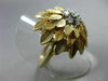ANTIQUE .26CT ROUND DIAMOND 14KT WHITE & YELLOW GOLD 3D HANDCRAFTED FLOWER RING