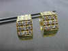 ESTATE 14KT YELLOW GOLD 3D 3 ROW CUBIC ZIRCONIA HEXAGON HUGGIE EARRINGS #24349
