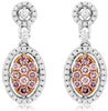 .66CT WHITE & PINK DIAMOND 14K WHITE & ROSE GOLD CLUSTER FLOWER HANGING EARRINGS