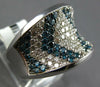 ESTATE EXTRA LARGE 2.86CT WHITE & BLUE DIAMOND 14KT WHITE GOLD 3D PAVE FUN RING