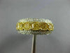 ESTATE 3.34CT WHITE & FANCY YELLOW DIAMOND 18K 2 TONE GOLD HALO ANNIVERSARY RING