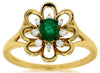ESTATE .44CT DIAMOND & AAA EMERALD 14K YELLOW GOLD OVAL & ROUND FLOWER LOVE RING