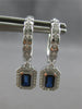 1.06CT DIAMOND & AAA SAPPHIRE 14K WHITE GOLD 3D CLASSIC HUGGIE HANGING EARRINGS
