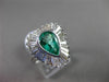 ANTIQUE LARGE 2.72CT DIAMOND & AAA COLOMBIAN EMERALD 18KT W GOLD BALLERINA RING