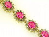 10.45CT DIAMOND & AAA PINK SAPPHIRE 14K YELLOW GOLD MULTI FLOWER TENNIS BRACELET