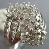 LARGE 1.52CT DIAMOND 14KT WHITE GOLD 3D ROUND & BAGUETTE CLUSTER FLORAL FUN RING