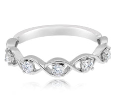 .34CT DIAMOND 14KT WHITE GOLD 3D ROUND 5 STONE INFINITY WEDDING ANNIVERSARY RING