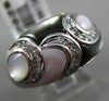 ESTATE WIDE .32CT DIAMOND 14KT WHITE GOLD AAA MOTHER OF PEARL 3D LEAF FUN RING
