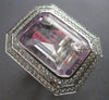 ESTATE MASSIVE 33.3CT DIAMOND & AAA KUNZITE 18K WHITE GOLD EMERALD CUT HALO RING