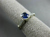 ESTATE .89CT DIAMOND & AAA SAPPHIRE 14K WHITE GOLD 3D SEMI BEZEL ENGAGEMENT RING