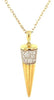 ESTATE .28CT DIAMOND 18KT 2 TONE GOLD ROUND RECTANGULAR ANCHOR FLOATING PENDANT