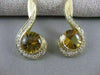 ESTATE 6.65CTW DIAMOND ROUND CITRINE 18K YELLOW GOLD HANGING EARRINGS 50MM #2313