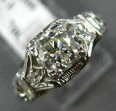 ANTIQUE .70CT OLD MINE DIAMOND 18KT WHITE GOLD 3D FILIGREE ENGAGEMENT RING #1563