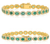 6.25CT DIAMOND & AAA EMERALD 14KT YELLOW GOLD OVAL & ROUND MULTI FLORAL BRACELET