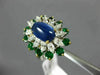 ANTIQUE LARGE 6.3CT DIAMOND AAA SAPPHIRE & EMERALD PLATINUM 18K YELLOW GOLD RING