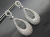 ESTATE LARGE 2.90CT DIAMOND 18K WHITE GOLD 3D TEAR DROP CLIP ON HANGING EARRINGS