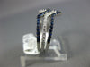 ESTATE .75CT DIAMOND & AAA SAPPHIRE 18KT WHITE GOLD V SHAPE STACKABLE FUN RING