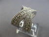 LARGE 2.33CT DIAMOND 14K WHITE GOLD ROUND 3 ROW CRISS CROSS X INFINITY LOVE RING