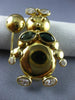 ANTIQUE AAA WHITE SAPPHIRE & EMERALD 18KT YELLOW GOLD BUNNY RABBIT PIN #12532