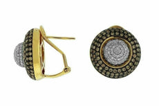 ESTATE 2.72CT WHITE & MOCHA DIAMOND 14KT YELLOW GOLD DOME SHAPE CLIP ON EARRINGS