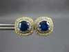 2.70CT DIAMOND & AAA SAPPHIRE 14KT 2 TONE GOLD ROUND HALO STUD EARRINGS #27163