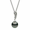 ESTATE .07CT DIAMOND & AAA TAHITIAN PEARL 18KT WHITE GOLD 2 ROW PAVE BAR PENDANT