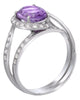 ESTATE .32CT DIAMOND & AAA AMETHYST 18KT WHITE GOLD OVAL & ROUND LOVE KNOT RING