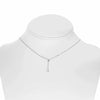 ESTATE .12CT DIAMOND 14KT WHITE GOLD 3D CLASSIC SOLITAIRE LARIAT FUN NECKLACE
