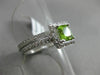 ESTATE .98CT DIAMOND & PERIDOT 14KT WHITE GOLD HALO WEDDING ENGAGEMENT RING SET