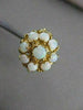 ANTIQUE FIERY OPAL 14K Y GOLD ROUND FLOWER CLUSTER FILIGREE COCKTAIL RING #21455