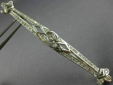 ANTIQUE LONG .95CT ROUND DIAMOND 14KT WHITE GOLD 3D FILIGREE BROOCH PIN #19044