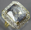 ESTATE 3.30CT DIAMOND & AAA KUNZITE 14K 2 TONE GOLD EMERALD CUT & ROUND FUN RING