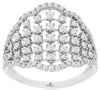 ESTATE LARGE .90CT DIAMOND 14KT WHITE GOLD 3D ROUND MULTI ROW FLORAL FUN RING
