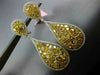 LARGE GIA 11.52CT WHITE & FANCY YELLOW DIAMOND 18K GOLD CLUSTER HANGING EARRINGS