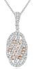 .52CT DIAMOND 18KT WHITE & ROSE GOLD MULTI ROW CLUSTER OVAL FUN FLOATING PENDANT