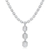 LARGE 12.24CT DIAMOND 18KT WHITE GOLD ROUND & BAGUETTE LARIAT TENNNIS NECKLACE