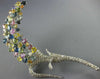 EXTRA LARGE 9.10CT DIAMOND & AAA MULTI COLOR SAPPHIRE 14KT WHITE GOLD BROOCH PIN
