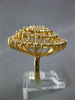 EXTRA LARGE 4CT DIAMOND 14KT YELLOW GOLD MULTI ROW OVAL CLUSTER FUN RING #27286