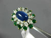 ANTIQUE LARGE 6.3CT DIAMOND AAA SAPPHIRE & EMERALD PLATINUM 18K YELLOW GOLD RING