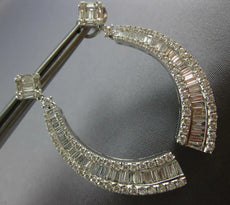 LARGE 2.82CT DIAMOND 18KT WHITE GOLD CLASSIC SQUARE SEMI MOON HANGING EARRINGS