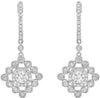 ESTATE .82CT DIAMOND 14KT WHITE GOLD 3D ROUND FLOWER LEVERBACK HANGING EARRINGS