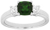 1.30CT DIAMOND & AAA RUSSALITE 14KT WHITE GOLD CUSHION 3 STONE ENGAGEMENT RING