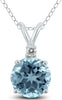.27CT DIAMOND & AAA AQUAMARINE 14KT WHITE GOLD ROUND SOLITAIRE FLOATING PENDANT