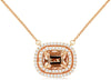 LARGE 1.28CT DIAMOND & AAA MORGANITE 14KT ROSE GOLD 3D DOUBLE HALO NECKLACE
