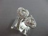 LARGE 1.3CT DIAMOND 14KT WHITE GOLD 3D ROUND & BAGUETTE DOUBLE HEART LOVE RING