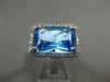 ESTATE LARGE 3.42CT DIAMOND & BLUE TOPAZ 14KT WHITE GOLD 3D RECTANGULAR FUN RING