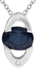 1.23CT DIAMOND & AAA SAPPHIRE 14KT WHITE GOLD OVAL & ROUND SOLITAIRE FUN PENDANT