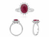 GIA CERTIFIED 2.68CT DIAMOND & AAA RUBY 18KT PLATINUM 3D CLASSIC ENGAGEMENT RING