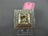 ESTATE LARGE GIA 3.86CT WHITE FANCY YELLOW DIAMOND 18K GOLD HALO ENGAGEMENT RING